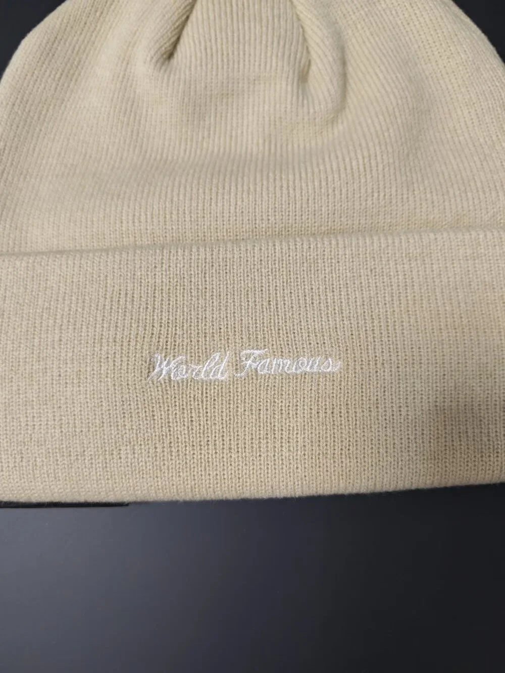 Supreme New Era Beige Red Logo Beanie